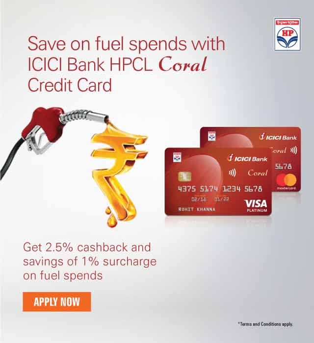 Hpcl Coral Credit Card Fuel Credit Card Icici Coral Card - 